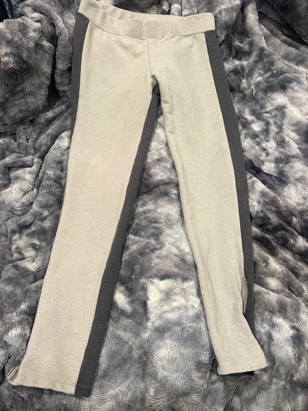 Alternative Apparel Beige and Charcoal Zip-Up Sweater